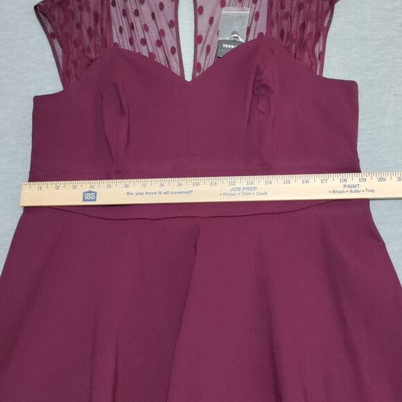 Torrid Plus Size 18 (2x) Burgundy Mesh Dot Pinup Swing Dress NWT - Picture 10 of 14